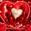 Romantic red heart-shaped balloons with the word "love" in white are combined for wedding party decoration, atmosphere arrangement, and gift giveaways Specification image